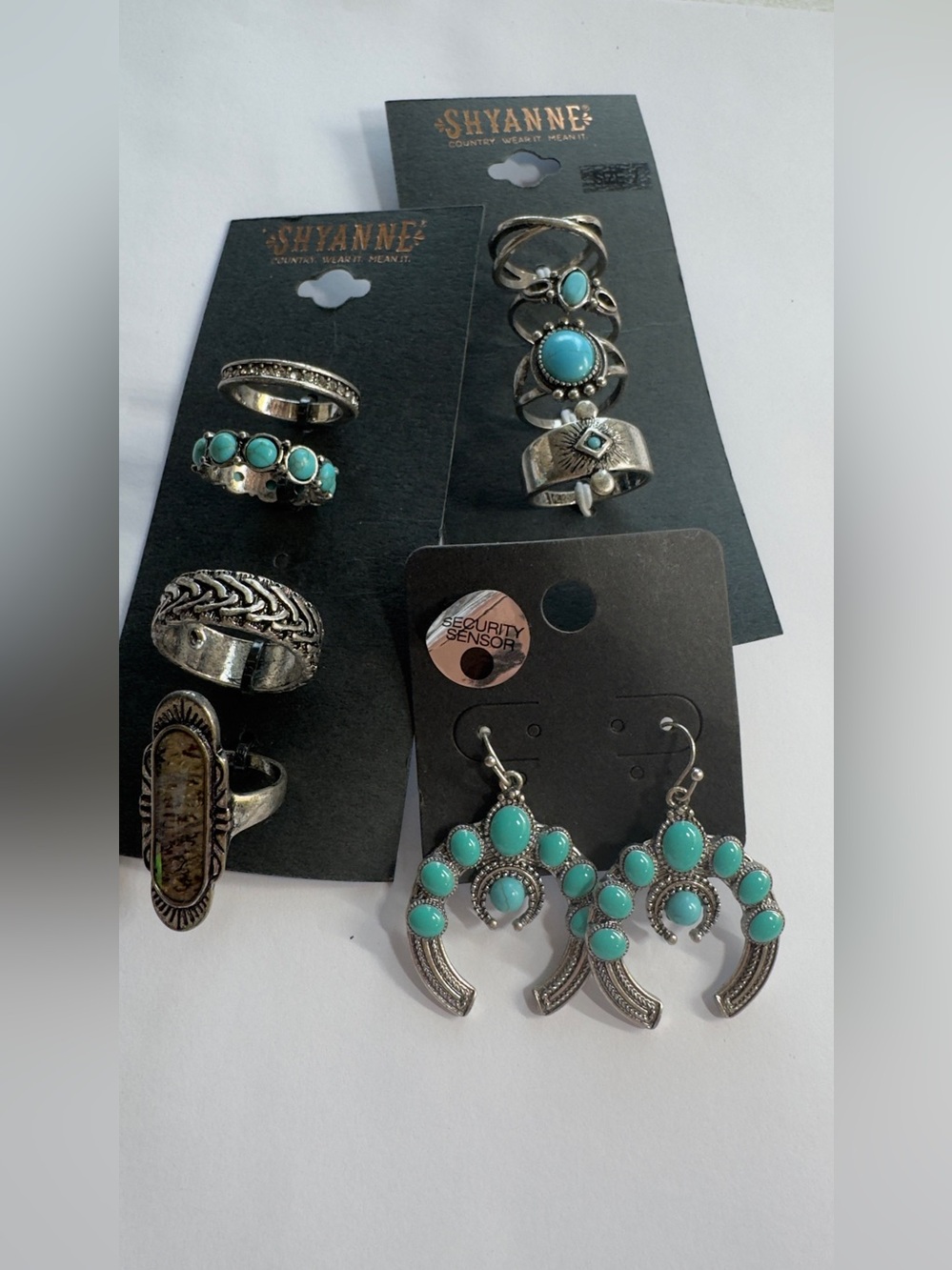 Size 6, 7, 8 & 9 Shyanne Turquoise Accent Silver-Tone Ring and Earrings Set